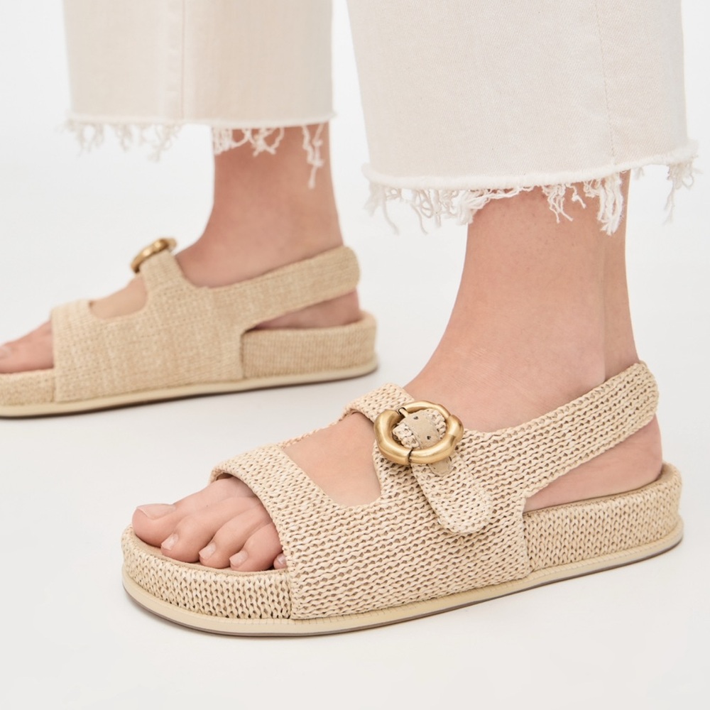 New in Box Cult Gaia Brielle Sporty Buckle Sling back Sandals in natural